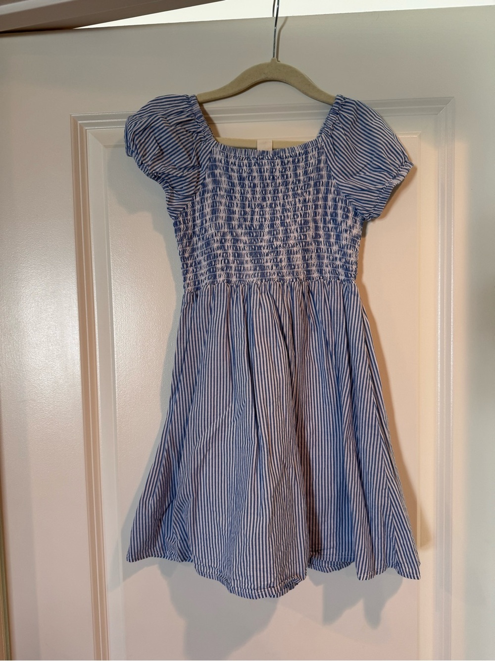 Crewcuts Blue and White Striped Smocked Dress